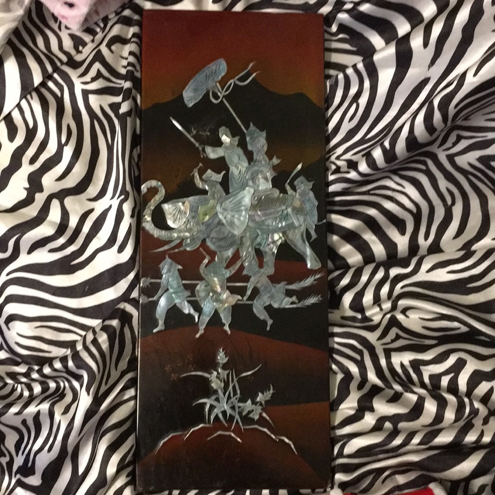 Antique Vietnamese lacquer mop wall art 4 panel